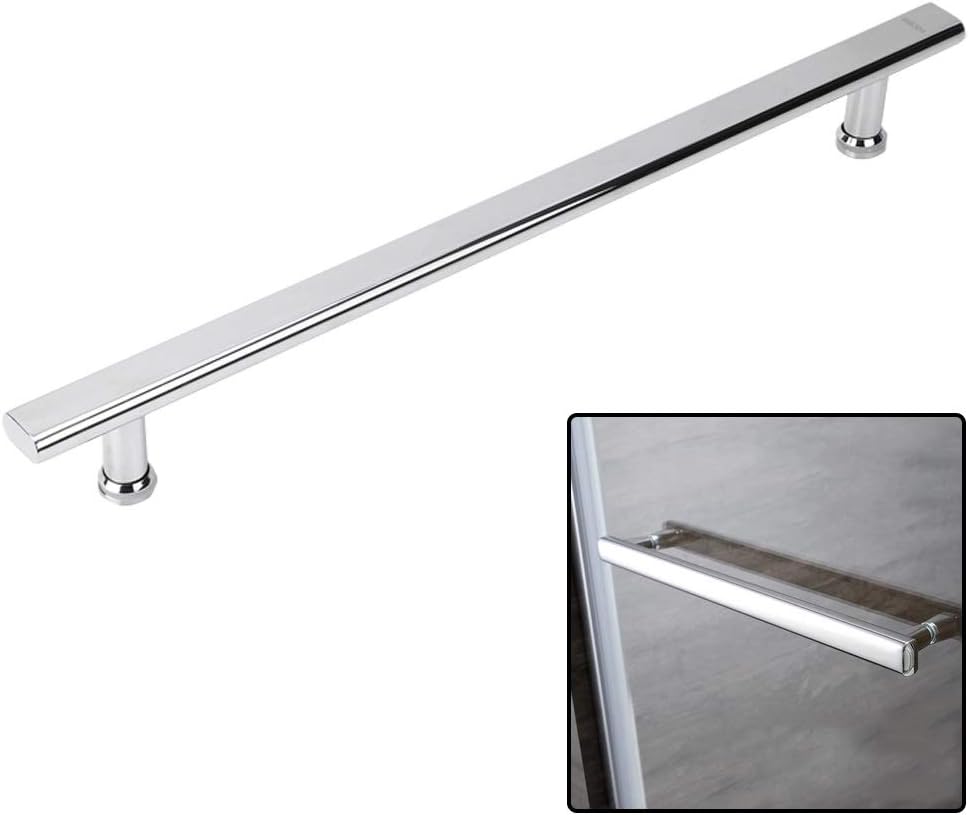 Shower Door Handle and Pulls Replacement Sets for Glass Door | Bathroom Door Knobs for Shower Enclosures Screen Internal/External | Polish Chrome Towel Bar (Size : 500mm Hole Centres)