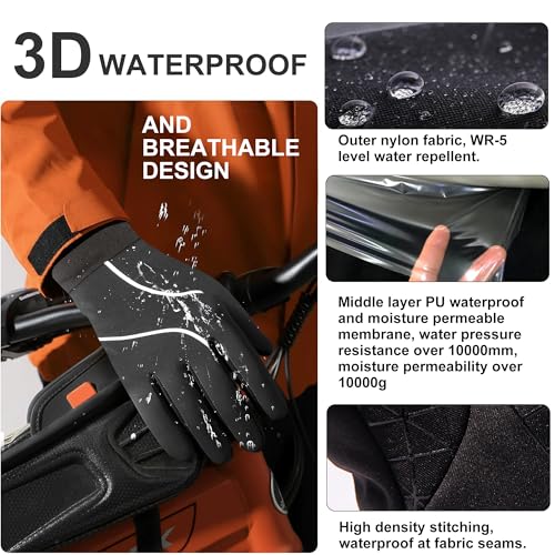 Origem Thermal Gloves Men Women, 3M Thinsulate Winter Gloves, Water Resistant Cycling Gloves, Anti Slip Touch Screen Gloves Liner for Runing Riding Walking Driving Outdoor - Image 4