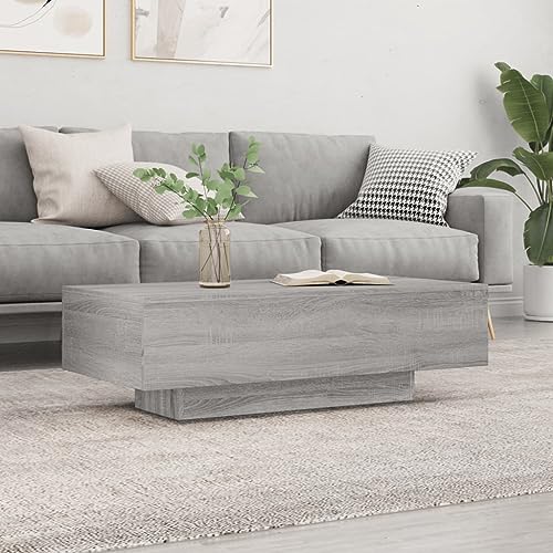 AUVYI Tavolino da salotto 100 x 49,5 x 31 cm, mobile per camera da letto, ausiliario, telefono, attesa, caffè e console in legno, grigio Sonoma