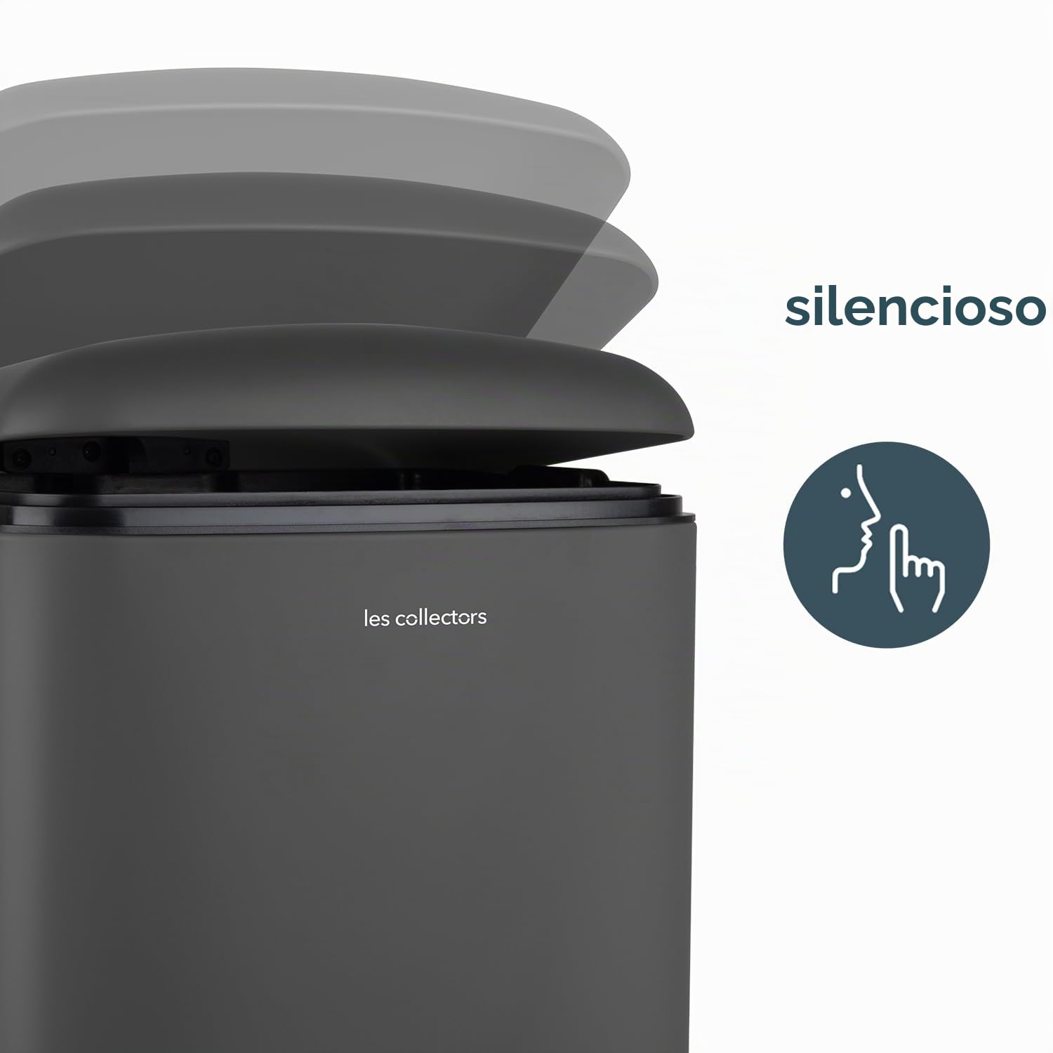 Les Collectors, Cubo de basura de cocina a pedal N°731, Acero inoxidable, Capacidad 30L, Compatible con bolsa 30L, Práctico, Cierre silencioso, Cubo interior extraíble, Acabado mate, Gris antarcita
