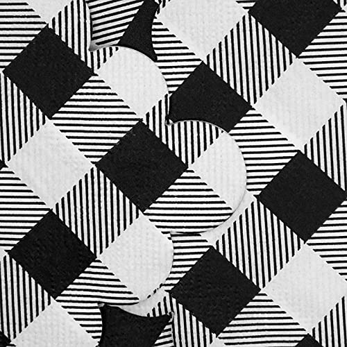 Black Plaid Scalloped Paper Napkins For Party Supplies (6.5 X 6.5 In, 100 Pack) #TOP6