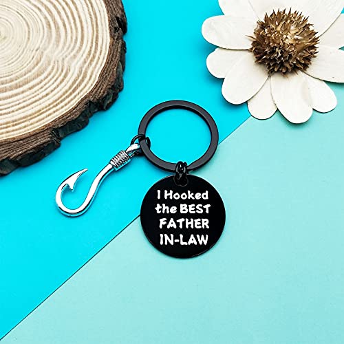 Father in Law Gift Wedding Gift for Father of Groom Bride I Hooked the Best Father-in-law keychain Wedding Gifts from Bride Groom Fathers Day Fisherman Gift Appreciation Bonus Father Keyring Gifts - Image 6