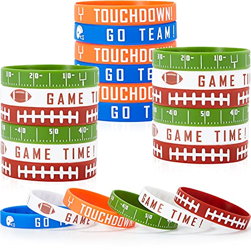 BBTO Football Silicone Bracelet Motivational Rubber Wristbands Silicone Wristband for Sport Themed Football Themed Birthday Party Award Gift (70 Pieces)