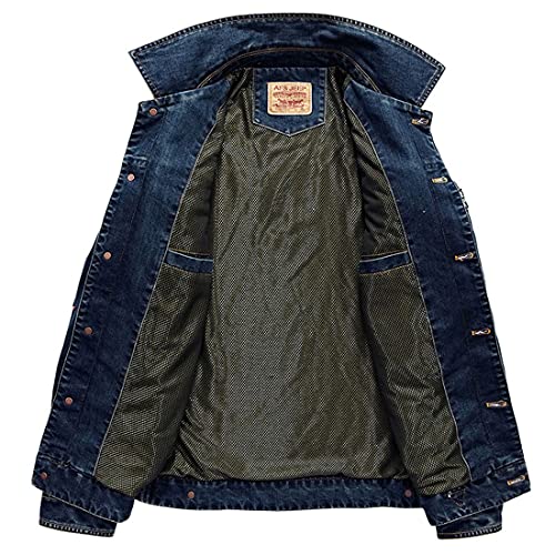 ebossy Men's Casual Distressed Denim Jacket Button Up Long Sleeve Trucker Moto Jean Coat4