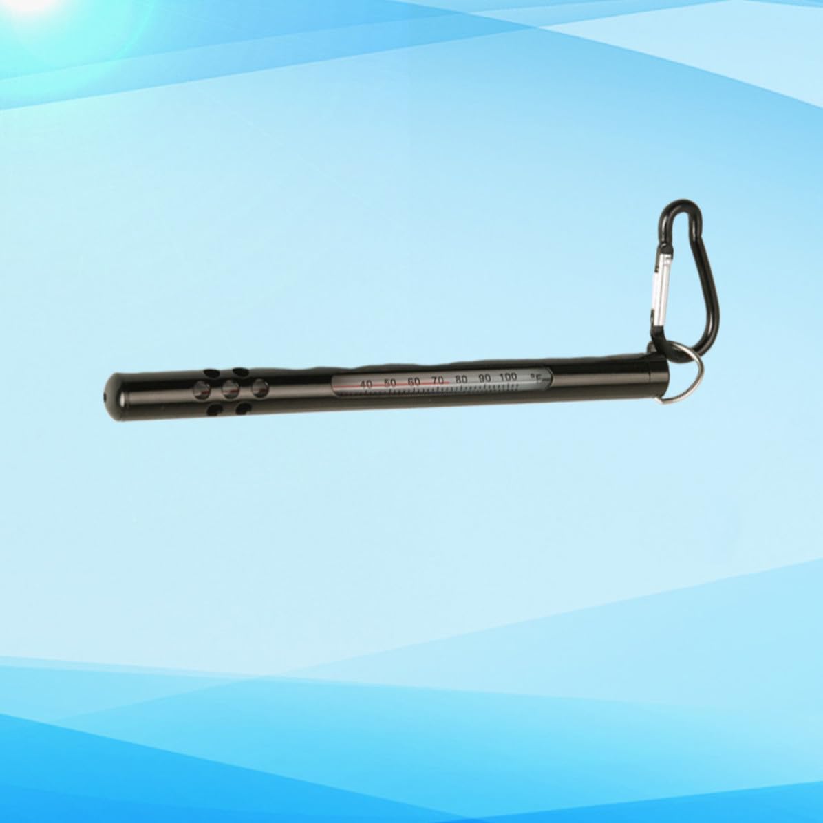 Termómetro para Pesca Lápiz Metálico Negro, Herramienta Precisa para Medir Temperatura del Agua en Ríos y Arroyos, Clip de Bolsillo y Anillo para Cordón