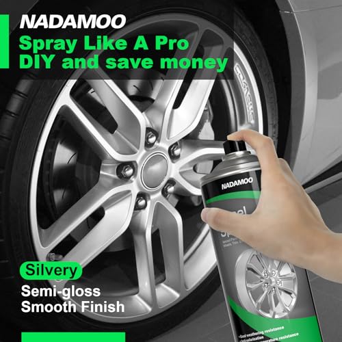 Nadamoo Aluminum Wheel Spray Paint, Semi-Gloss Aerosol Car Rim Paint For Recolor And Protection Of Metal Surface, Silver thumb #1