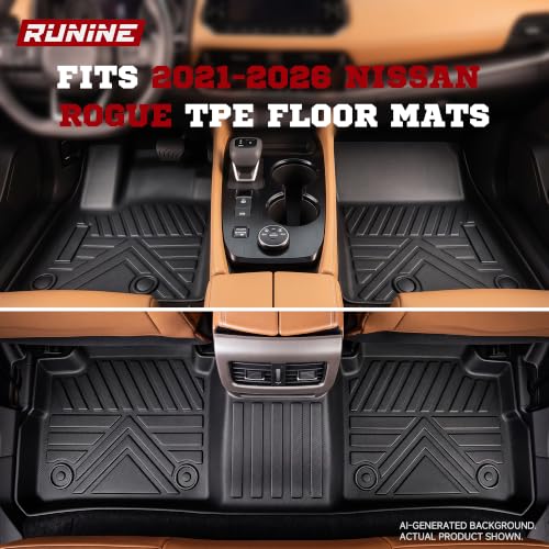 Image of Floor Mats for Nissan Rogue 2021-2024 2025 2026(Not for Sport),All Weather Protection Custom Floor Mats Trunk Cargo and Car Windshield Cover Set for Nissan Rogue Accessories,Car Floor Liners