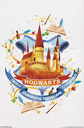 Trends International Wizarding World: Harry Potter-Hogwarts Castle Charm Wall Poster, 22.375" x 34", Unframed Version