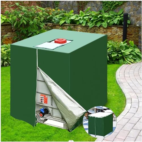 IBC Cubierta para Depósito de Agua 1000 Litros, Funda Protectora con Cremallera, Anti UV, para Contenedor de Agua Lluvia 120x100x116 cm