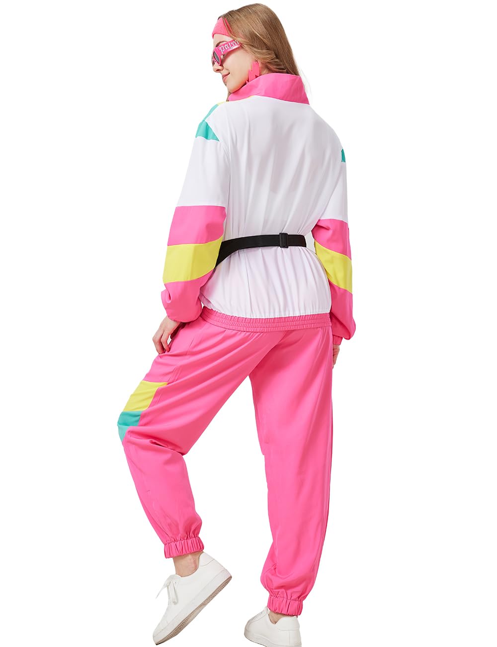 Déguisement 80 90 Année Femme 80s 90s Survêtement Rétro Tenue 80 90 Annee Costume Accessories pour Carnaval Halloween