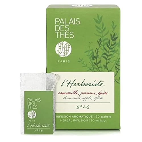 Palais des Thés - Organic LHerboriste No46 - Té de hierbas gourmet prémium con manzanilla manzana y especias - Caja de 20 bolsas de té de algodón