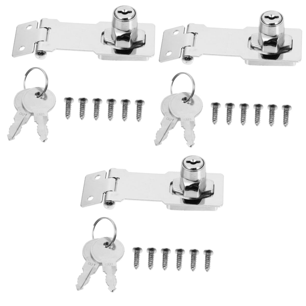 Uonlytech 3sets Serratura Scorrimento Di Chiusura Sicura Per Porte e Armadietti Design Leggero e Facile Installazione Con Due Chiavi Resistente Alla Corrosione