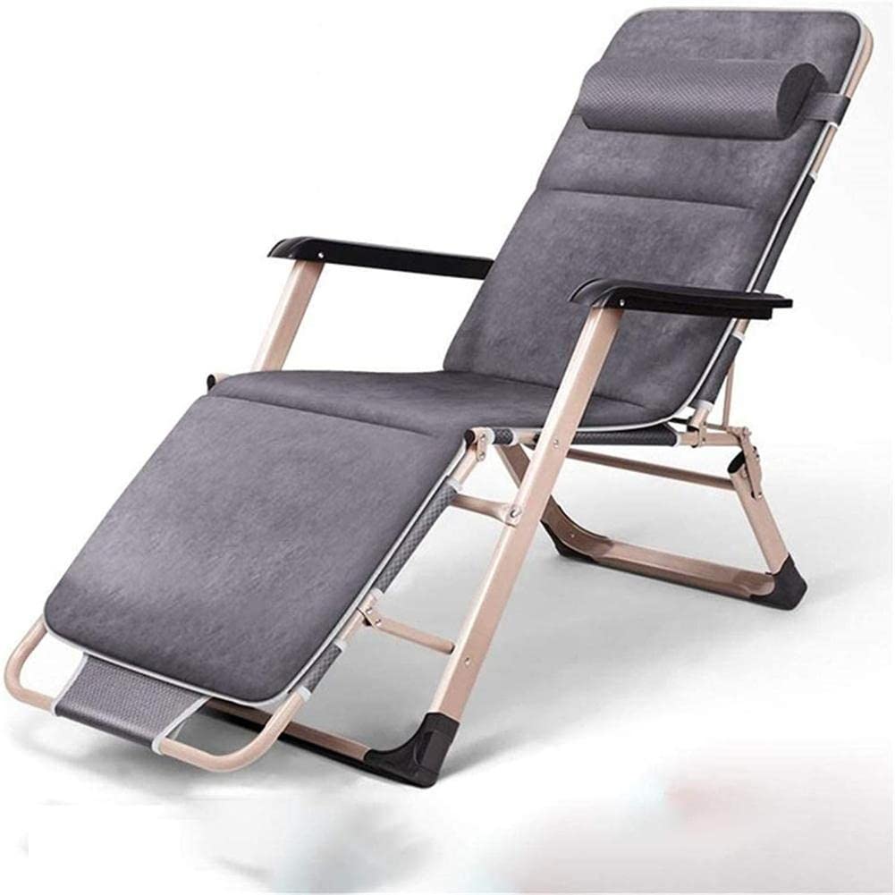 Silla plegable reclinable gris para aliviar la espalda en jardín y patio