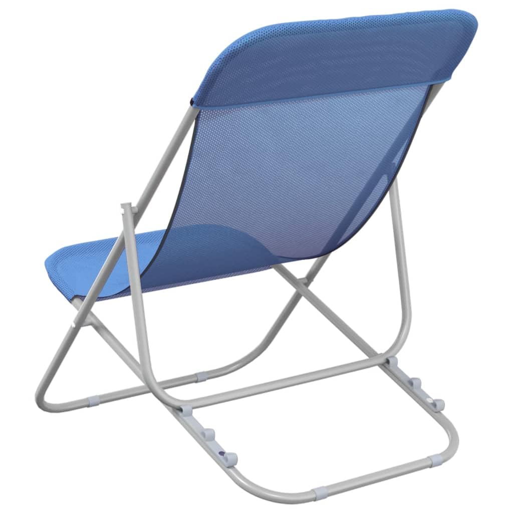 Krzesła plażowe, zestaw 2 sztuk, niebieskie, z regulowanym oparciem, składane, stabilna powłoka proszkowa, łatwe do przenoszenia, do ogrodu, na basen, taras, balkon, kemping i wellness