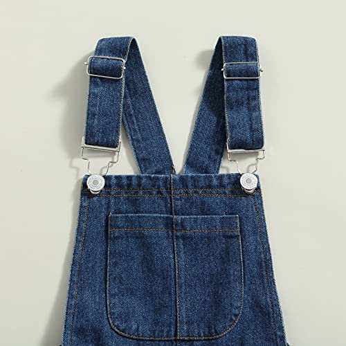 Baby Girls Suspender Ripped Jeans Toddler Strap Denim Flare Pants Overalls Two Layers Ruffle Leggings3