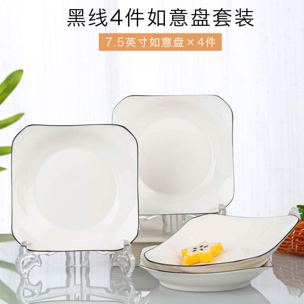 Japoński styl 6-częściowy zestaw głębokich talerzy ceramicznych – nordycka minimalistyczna zastawa stołowa 19 cm małe świeże naczynia z czarną linią do domowej jadalni