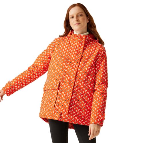 Regatta x Orla Kiely Mid Length Waterproof Insulated Jacket, Clover Red, 12