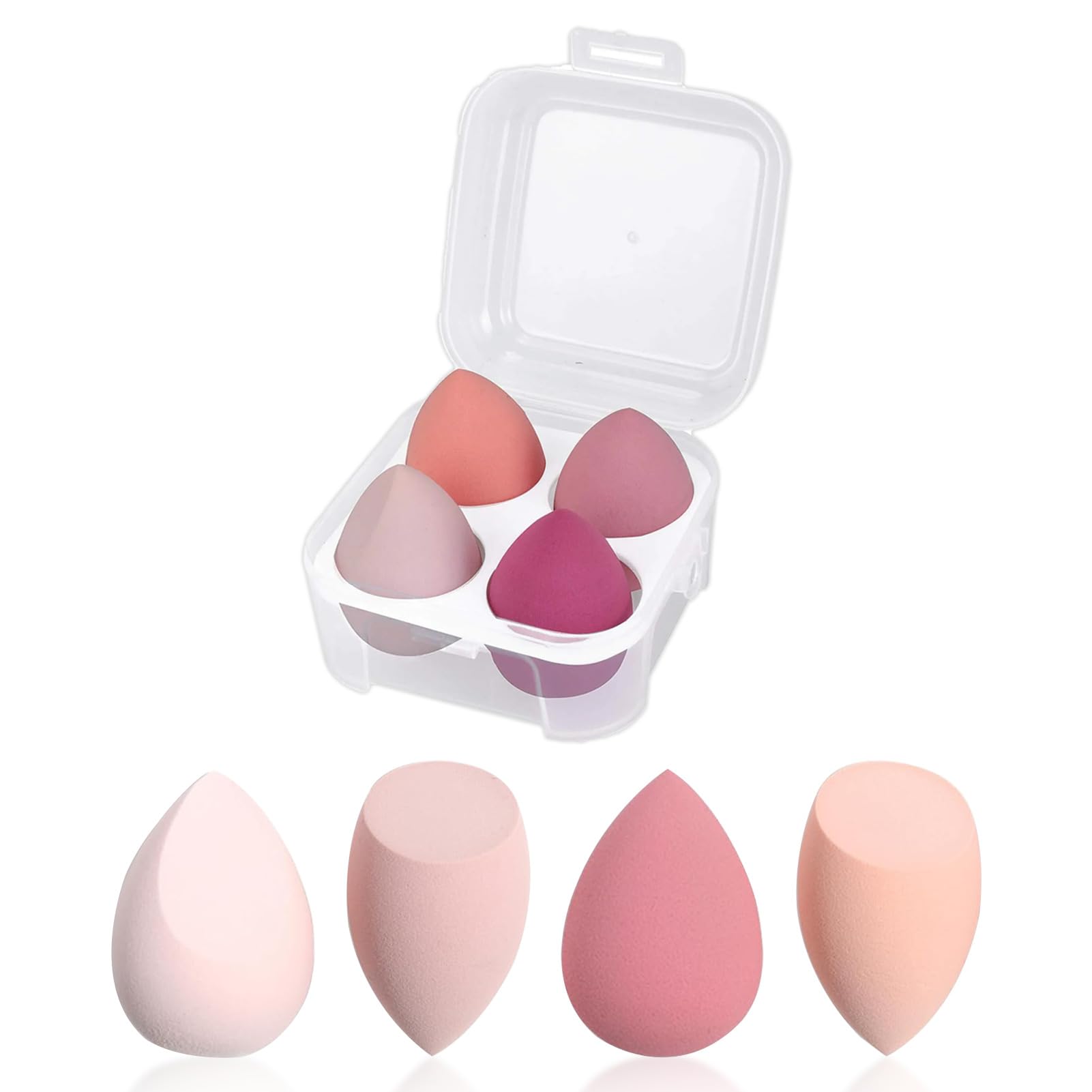 WENRENMK Esponja Maquillaje, 4 Pcs Esponjas de Belleza para Base, Húmedo y Seco, Sin Látex para Base, Crema BB, Líquido, Protector Solar y Más