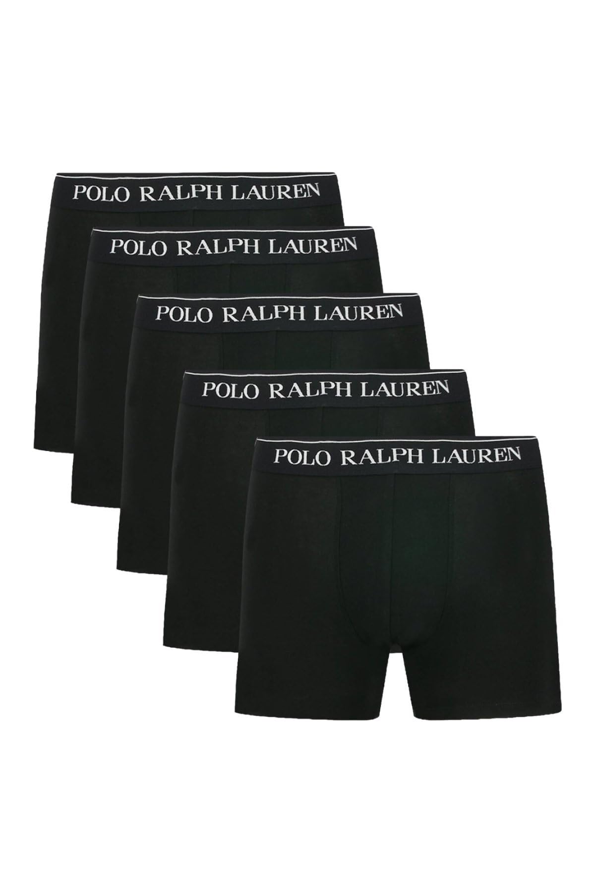 POLO RALPH LAUREN Bokserki męskie, zestaw 5 sztuk, czarne – ściągacz z logo – wygodna bielizna bawełniana – rozmiar M