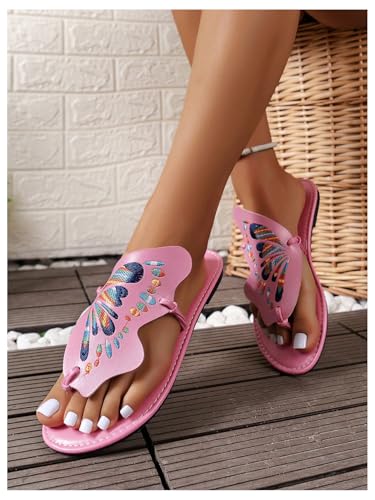 Verdusa Women's Open Toe Butterfly Sandals Slip on Slippers Summer Thong Sandals4
