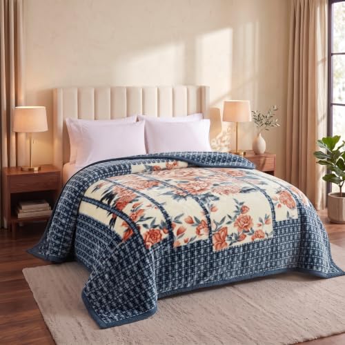 Image of BSB HOME 280 GSM Mink Blanket, Premium Soft Warm Cozy Plush Blanket for Double Bed, Ultra Soft Comfortable Winter Bedding, Elegant Printed Blanket, 90 x 100 Inches (229 x 254 cm) - Deep Teal