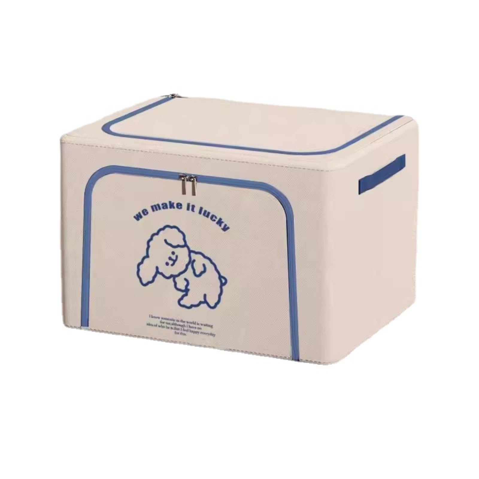 NuyoahStorage Box for Household Snacks, Storage Box with Zipper Cover, Book and Toy Fabric Storage Box, Basket for Clothing and Pants Sorting Box (Off white curved dog)