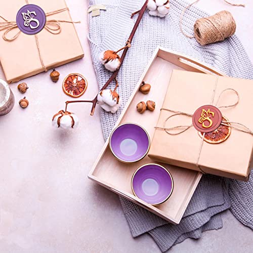 CRASPIRE Wax Seal Stamp Initials S Butterfly Wing Vintage Sealing Stamp 30mm/1.18inch Removable Brass Head Sealing Stamp with Wooden Handle for Gift Invitations Greeting Cards Wrap - Image 2