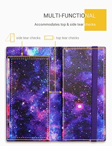 Image of Zreal Checkbook Cover for Men & Women, Premium Vegan Leather Checkbook Holder for Top & Side Tear Duplicate Checks with RFID Blocking (Starry)