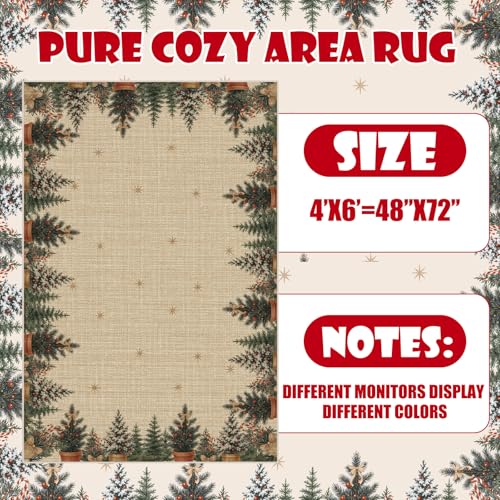 Tapete navideño Breling 5x10 pies rojo con diseño Pine Berry miniatura 6