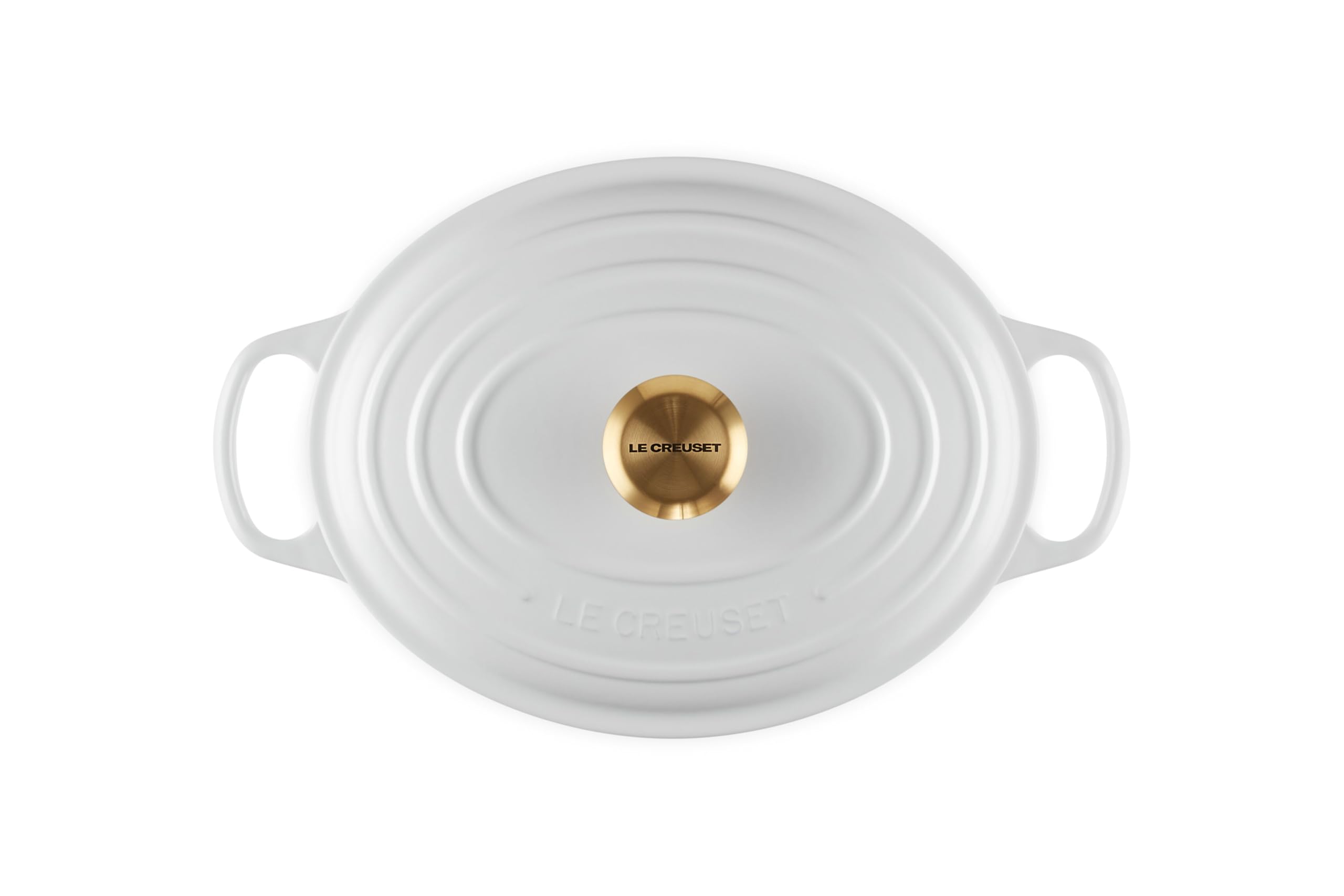 Le Creuset Signature Schmortopf aus emailliertem Gusseisen, oval, 29 Gld, Knauf, Weiß