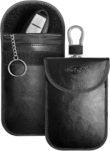 2-Pack Faraday Box Key Fob Protectors - RFID Signal Blocking Leather Cases