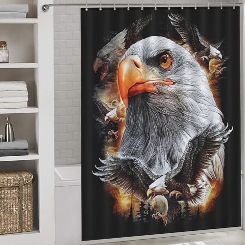 Rideaux de douche tissu lavable pour baignoire Aigle imperméable 168x183 cm - 2