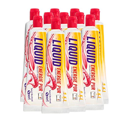 Sanct Bernhard Sport Liquid Energie Pur | 11 Tuben | Kohlehydratreiches Energie-Gel | Geschmack Kirsche | Laktosefrei glutenfrei und vegan | Deutsche Produktion & laborgeprüft