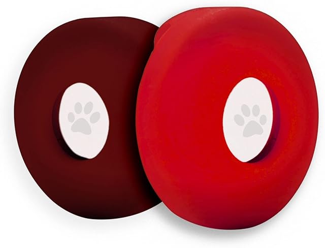 FLIRTARE Airtag Dog Collar Holder, Silicone Pet Collar Case for Apple Airtag, Anti-Lost Air Tag Cover for Luggage and Handbag (Red/Burgundy)