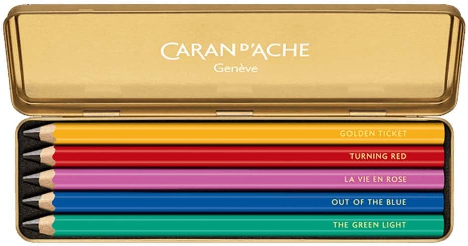 CARAN D`ACHE CC0498-022 Caran d'Ache Pencils, Color Leisure, Maxi, 5 Colors, 0.2 inches (4.5 mm), Pack of 5, HB Limited Edition
