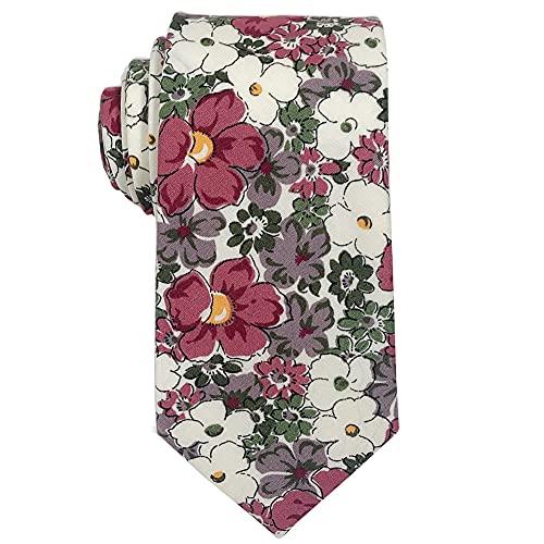 Image of Mantieqingway Men's Cotton Floral Neck Tie 2.56'' Printed Skinny Tie