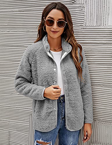 Micoson Women's Open Front Fuzzy Cardigan Coat Warm Fleece Jacket Long Sleeve Oversized Winter Outwear Coat With Pockets #TOP2