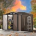 Metal Storage Shed & Outdoor Storage, Outdoor Steel Storages Shed with Sloping Roof, Utility and Tool Garden Sheds for Backyard Patio Lawn