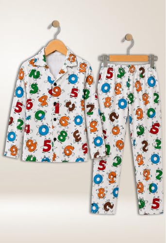 Image of 3BROS Kid's Pure Cotton Full Sleeves Night Suit /Dress for Boys /Girls Full Pajama & Top Sleep Suit Combo Set
