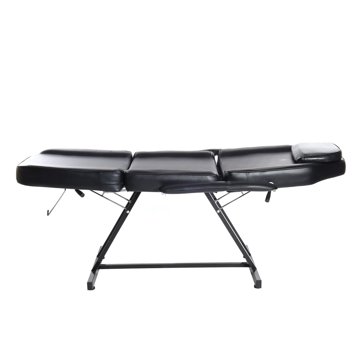 Camilla de Masaje Ajustable Cama de Masaje Plegable de Cuero PU con Taburete para Uso Profesional y Doméstico (Negro)