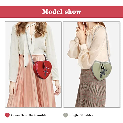 Oweisong Black Heart Shaped Purse Cute Red Gothic Bag Purse for Women Ladies Chain Crossbody Shoudler Handbag 6