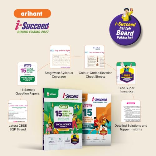 Image of Arihant i-Succeed CBSE Sample Papers 2027 Class 10 Science | 15 Sample Question Papers | Colour-Coded Revision Cheat Sheets, Toppers Copy with Expert Insights | Free Super Power Kit