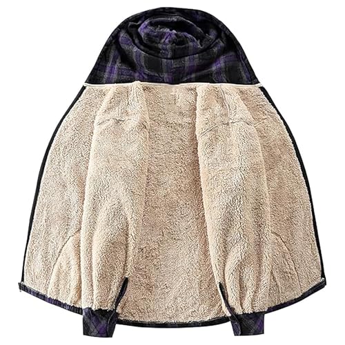 Fleece Jacket Women Fleece Lined Warm Zip Up Hoodie Fall Winter Drawstring Plaid Hooded Jackets Coat with Pockets3