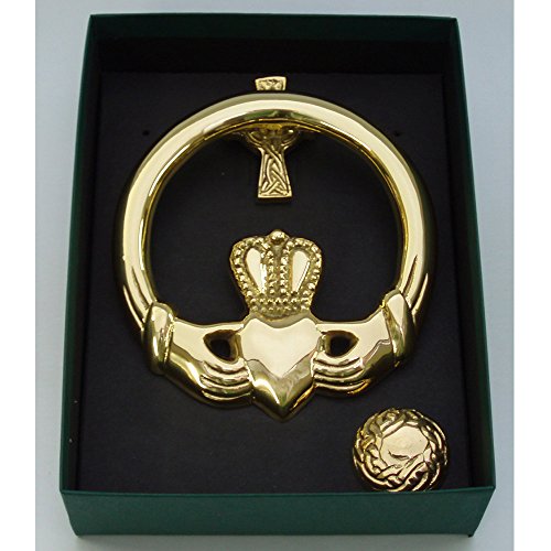 Large Claddagh Brass Door Knocker Cross Back