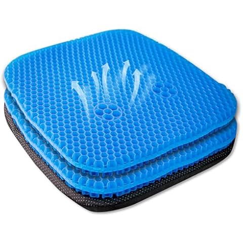 PZWLI 2-PCS Golf Cart Gel Seat Cushion for Golf Cart Club Car DS/Precedent/EZGO TXT/RXV/Yamaha,Thick Big Breathable Honeycomb Design with Non-Slip Cover and Storage Bag Cover