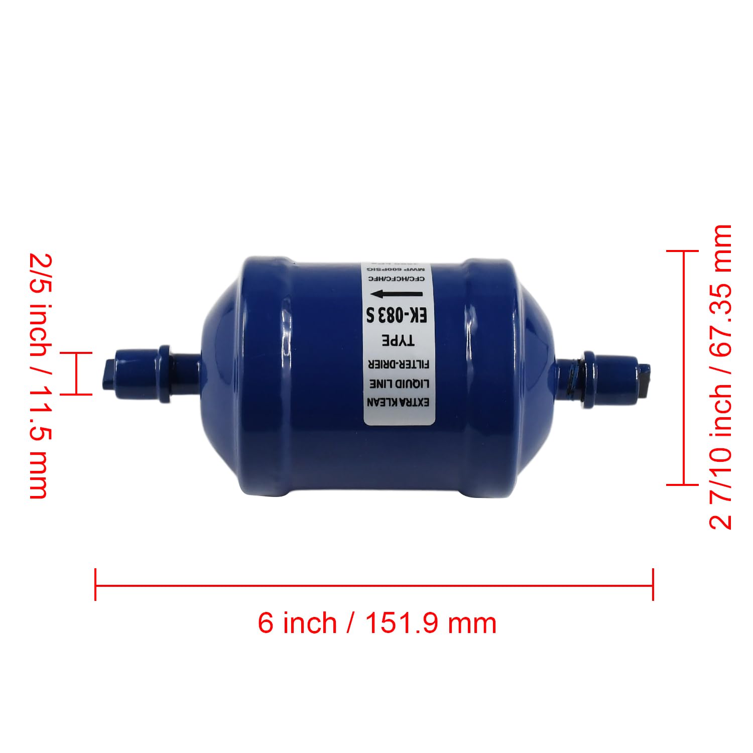 Secador de filtro refrigerante Secador de filtro de línea líquida 3/8 pulgadas sudor SDML-083S Compatible con HFC CFC HCFC HCFC recto aire acondicionado fresco de 1 a 5 toneladas, ampliamente 2