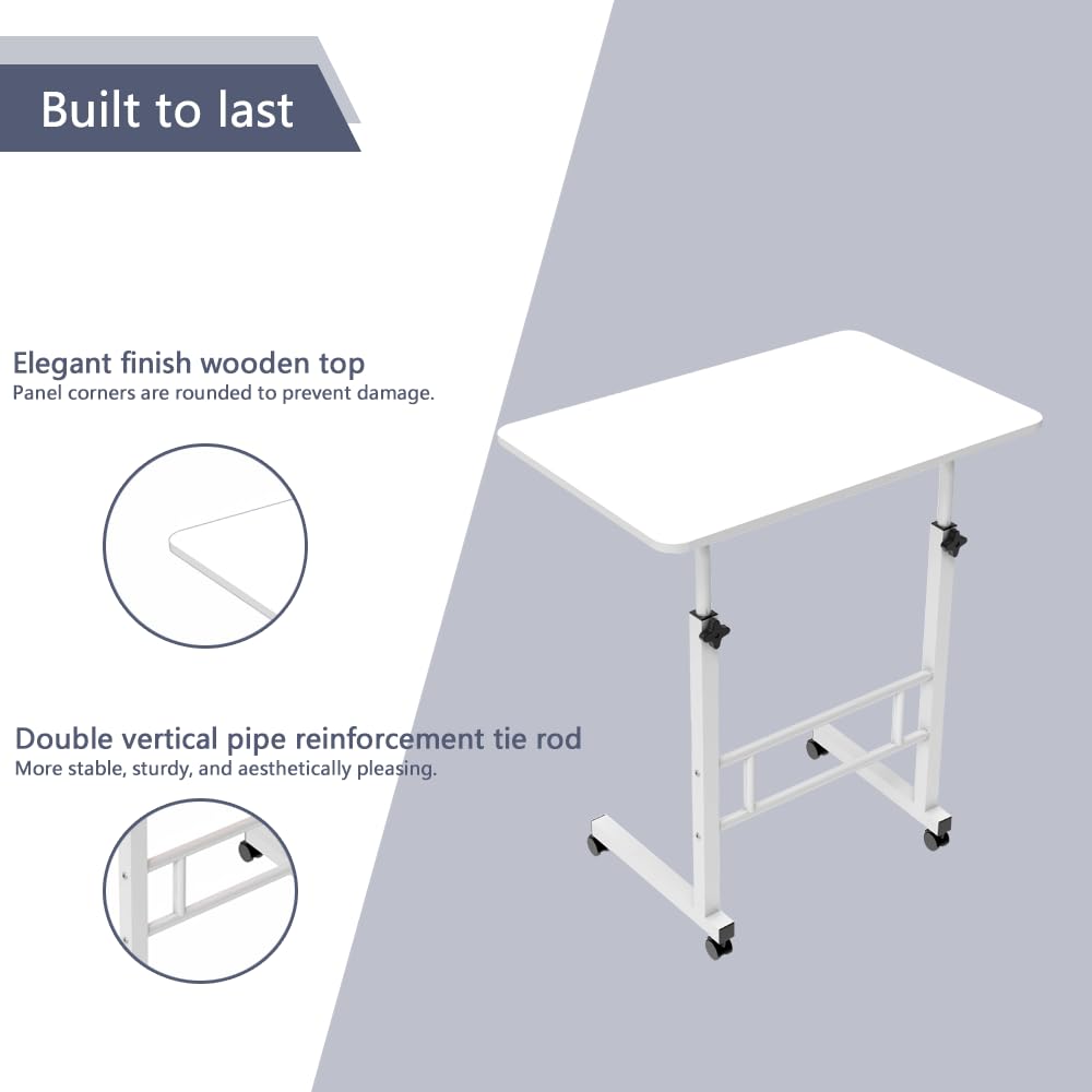 Homeland Design your Heritage Wood Multipurpose Movable & Adjustable Table for Computer & Laptop (White) 2
