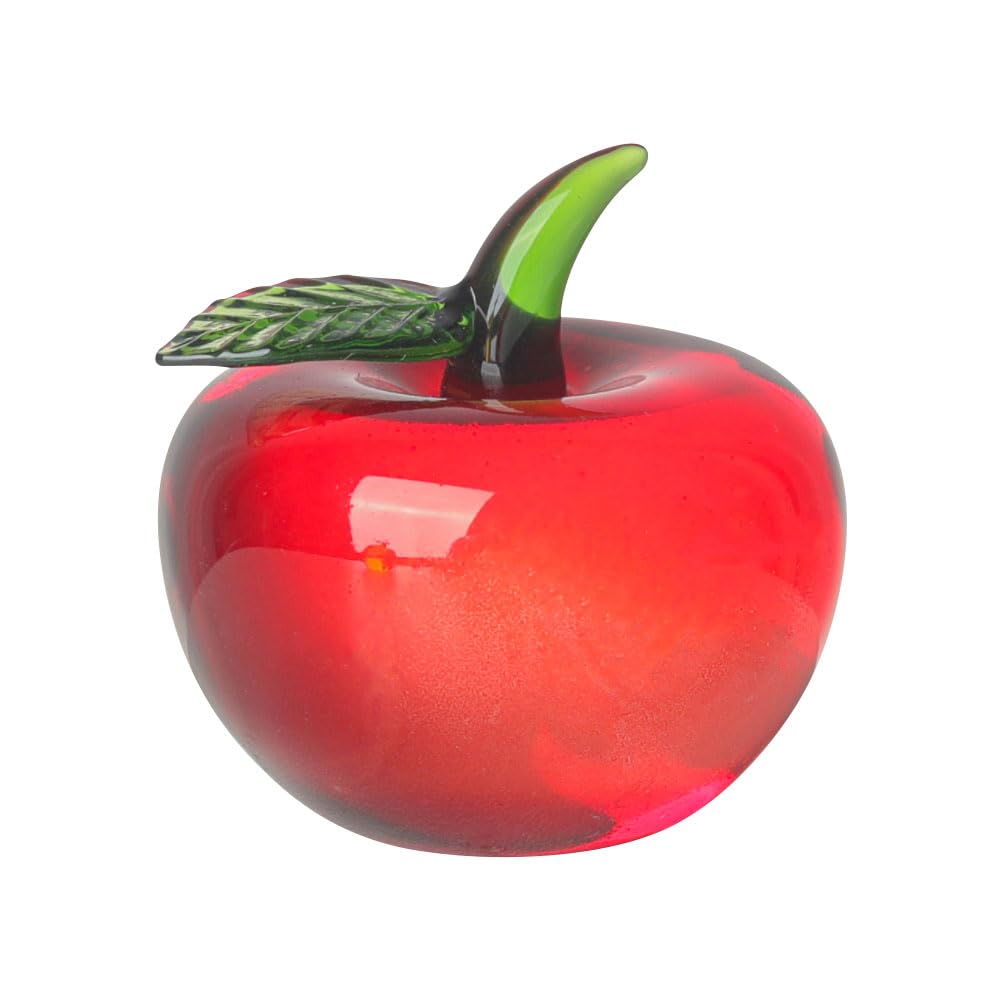 YANGSHINE Crystal Apple Figurines statue Ornament Artificial Fruit statue Ornament Tabletop Fruit Paperweight Art Glass Ornament for Home office Souvenir Gifts -Apple