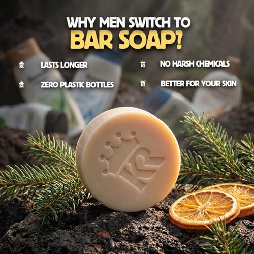 Image of Organic Cold Process Soap Bars for Men, Moisturizing Body Wash 3-Pack | Handcrafted Detoxifying Skincare Set Lasts 3X Longer, USDA Organic, Sulfate & Paraben Free, 3 x 4 oz Silver Back
