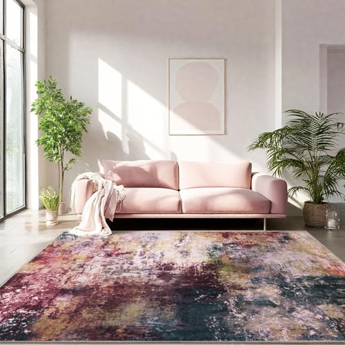 GthreeD Modern Waschbare Teppich 140x200 - Zeitgenössische abstrakelte Kurzflor Teppich -Weich rutschfest für gro Wohnzimmer Schlafzimmer Esszimmer...